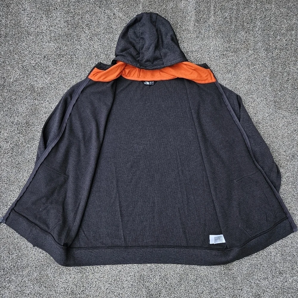 North Face Men’s Zip Up Sweatshirt Size XL Full Zip Hoodie Jacket Gray Orange